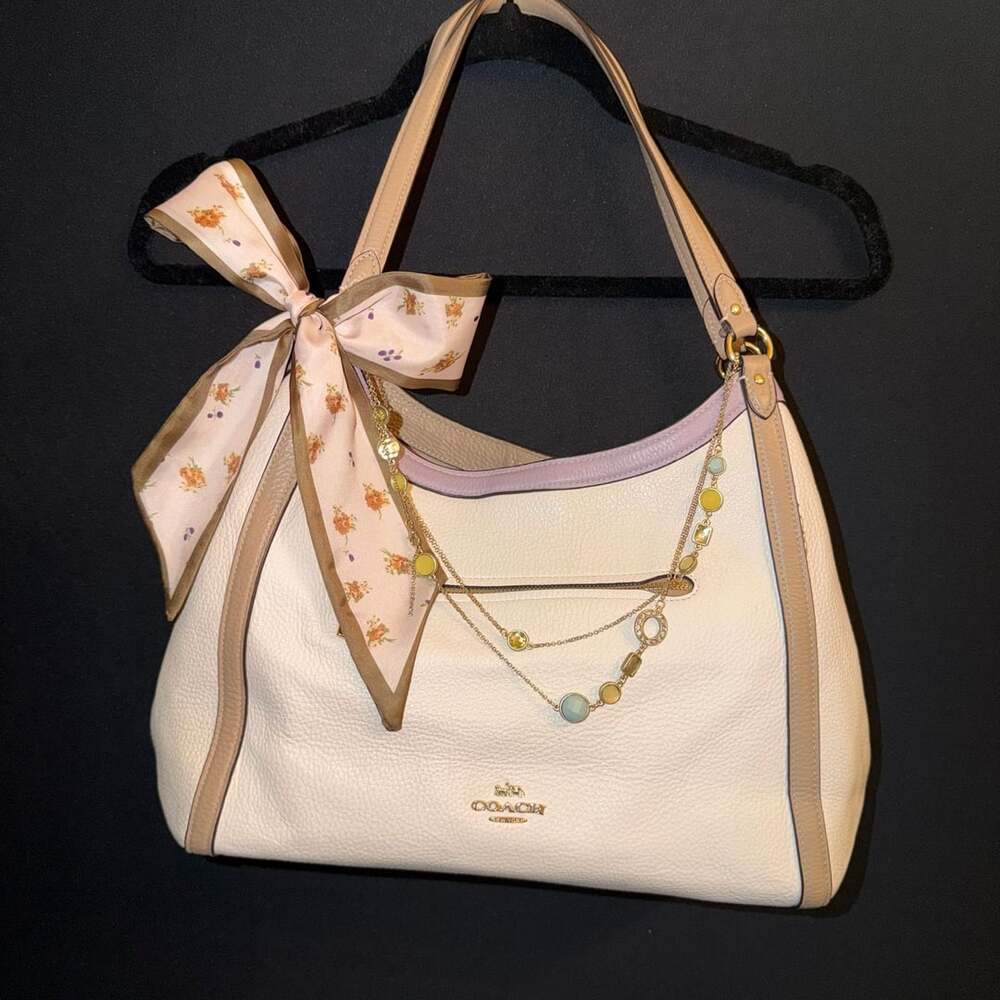 Coach Powder Kristy CA-216 Leather Purse with Scarf and Charm